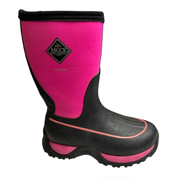 Girls Muck Boots Pink & Black Size 4 Big Kid Rugged Waterproof Insulated Boots - Picture 1 of 14